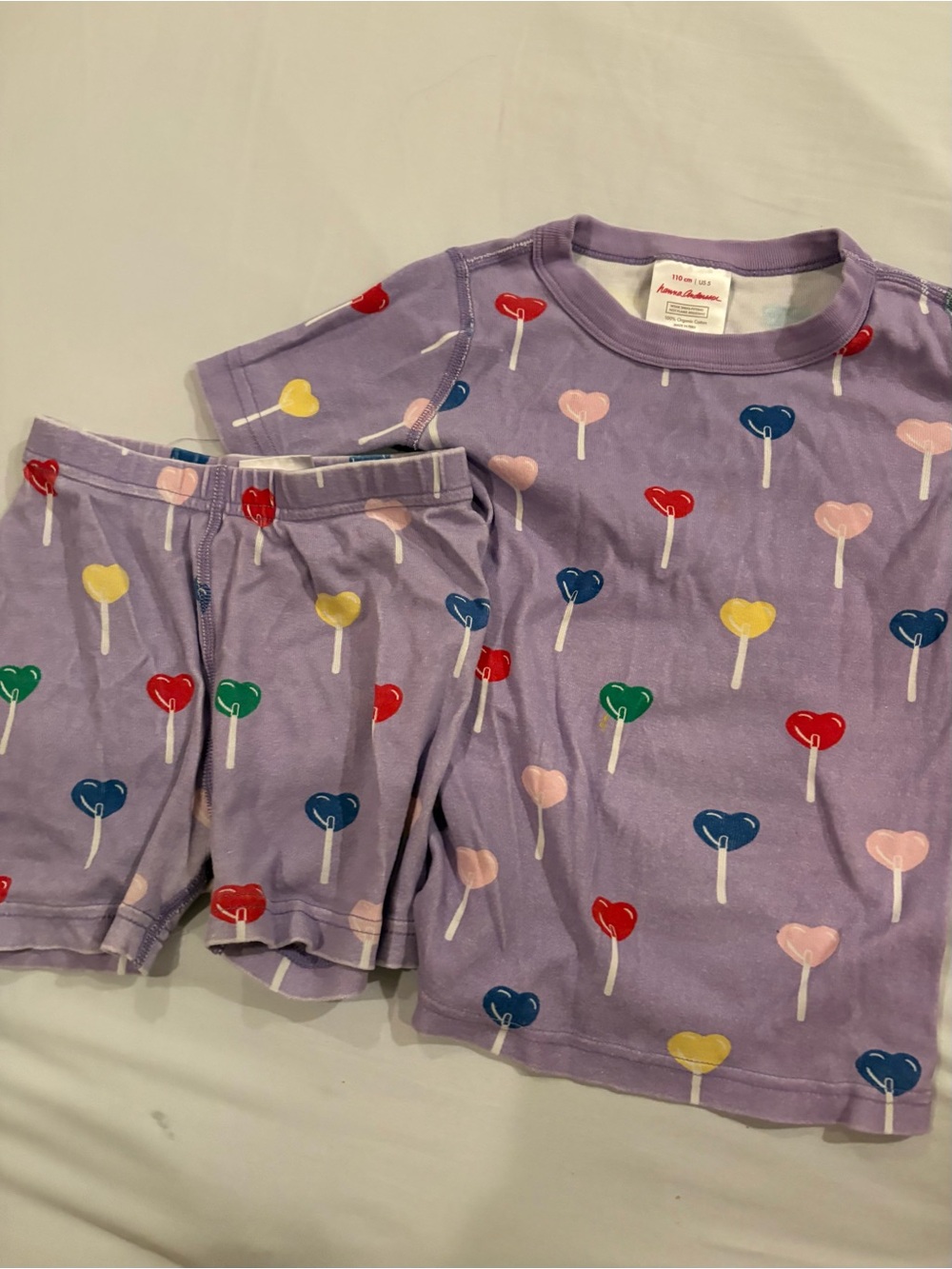 Hanna Anderson Sweetheart Lollipop Kids Pajama Set - Purple Size 5